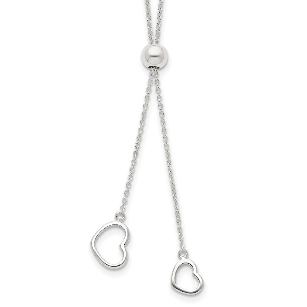 Sterling Silver Polished 2-Heart Adjusts up to 19.5 inch Necklace 19.5 Inches