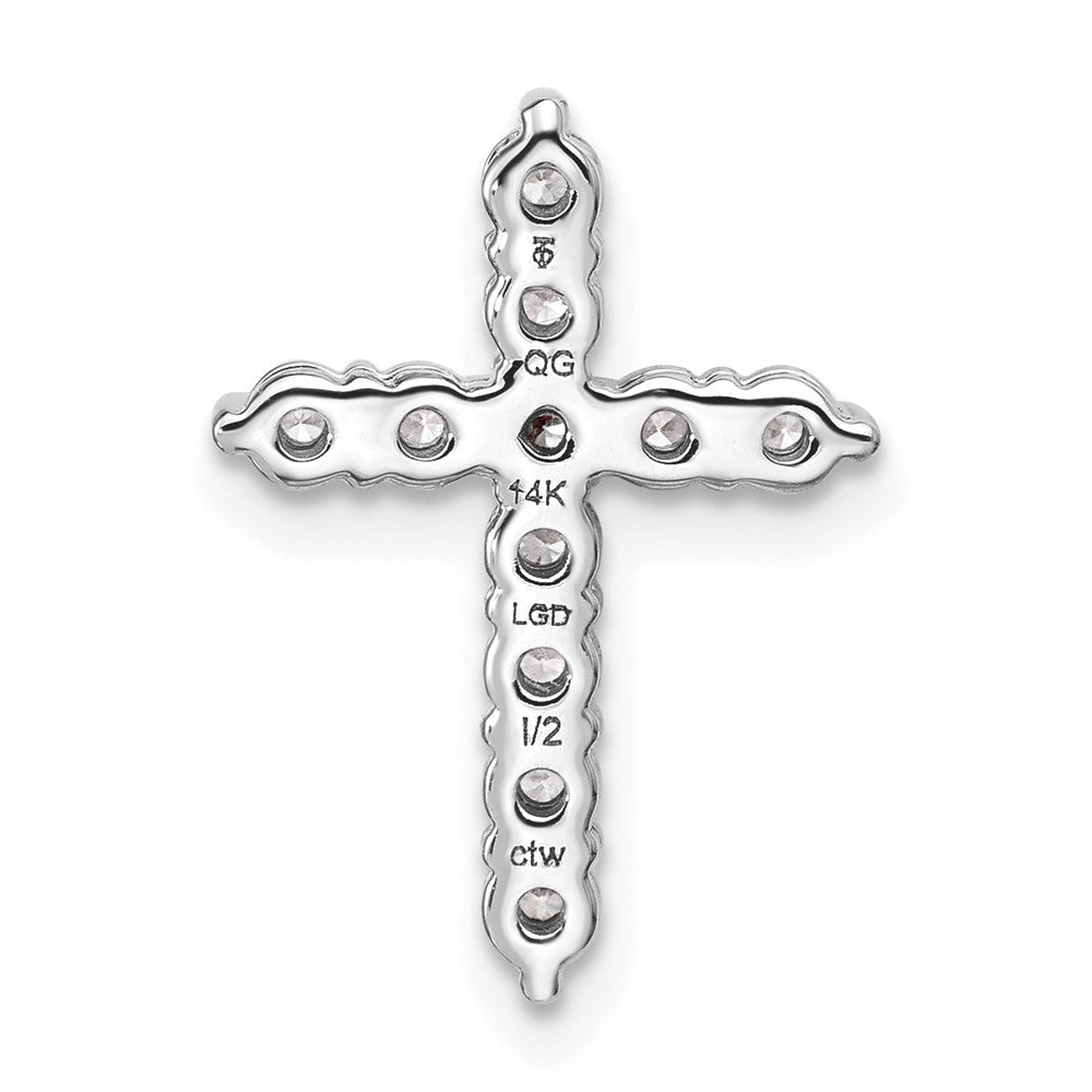 14k White Gold 1/2 carat Lab Grown Diamond VS/SI+ G+ Cross Chain Slide Pendant