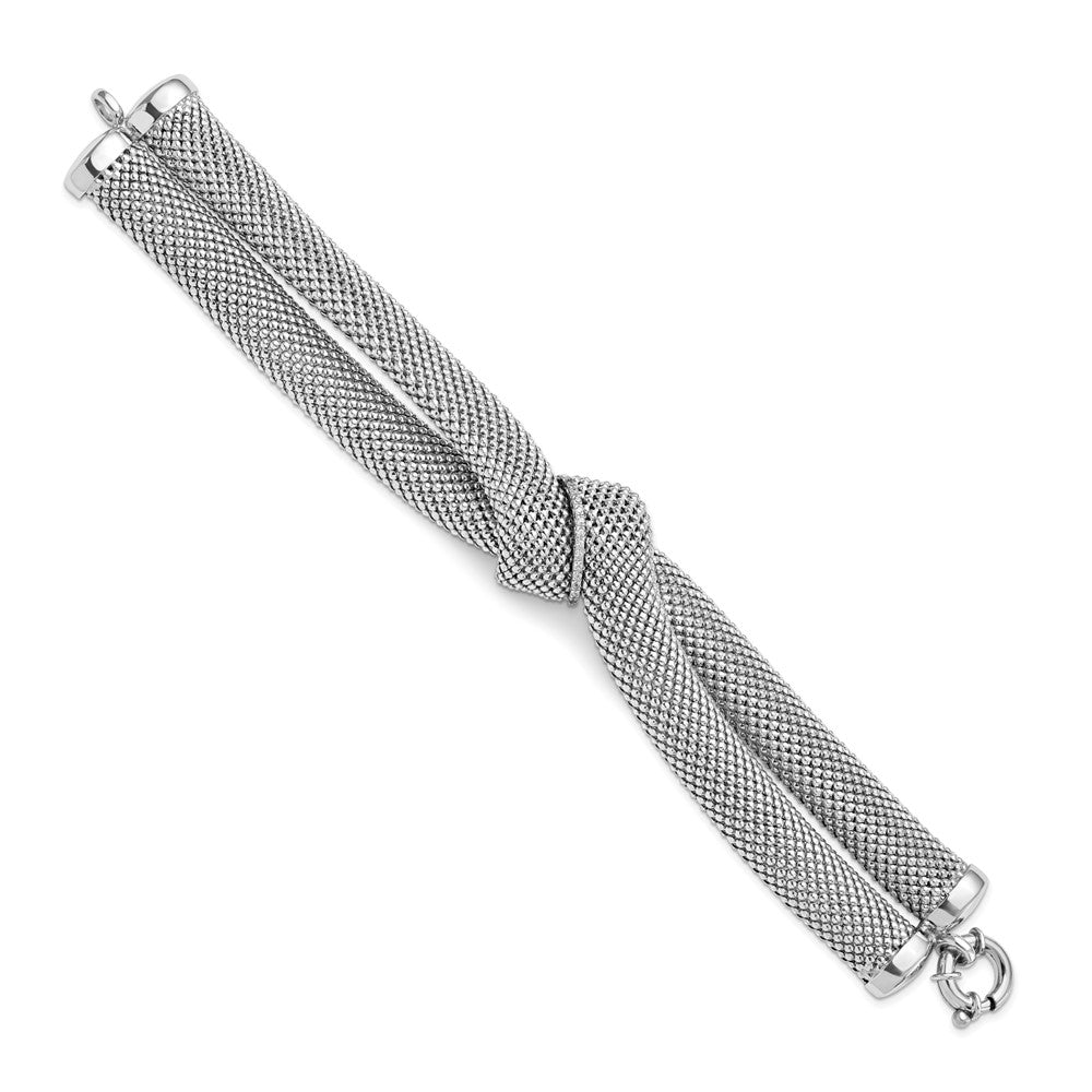 Sterling Silver Rhodium-plated CZ Knot Bracelet