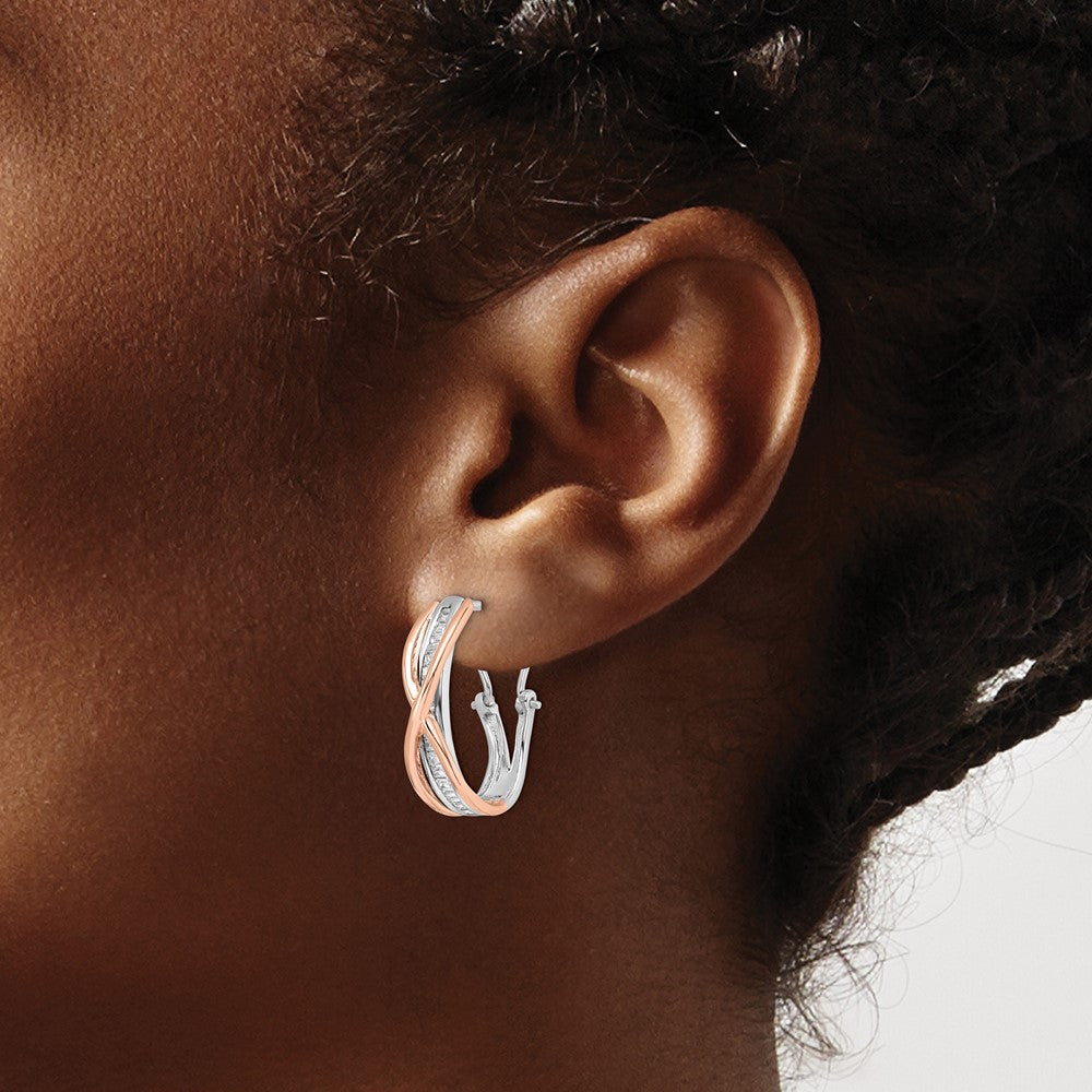 14k Rose and White Gold Diamond Fancy Earrings