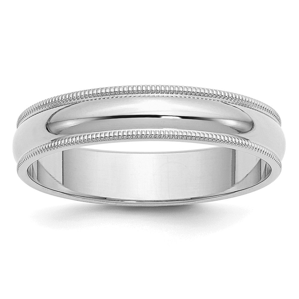 Sterling Silver Rhodium-plated 5mm Half Round Milgrain Size 8 Band