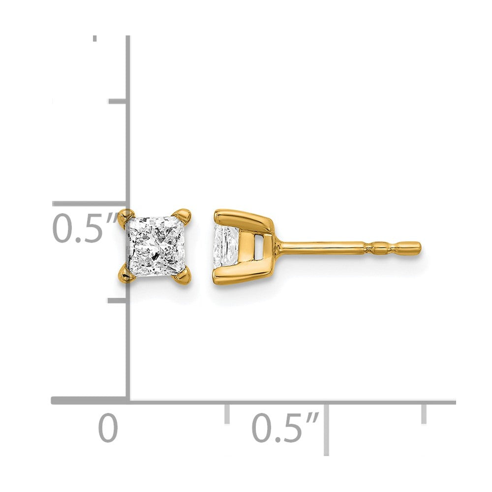 14K Gold 5/8 Carat Lab Grown Diamond VS/SI+ G+ Princess 4-Prong Complete Stud Earrings