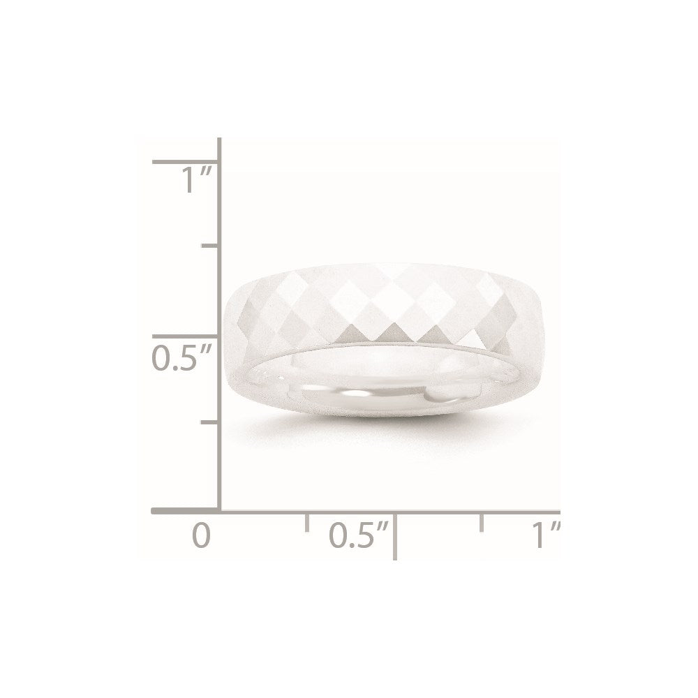 Ceramic White 6mm Faceted Polished Band Size - 5
