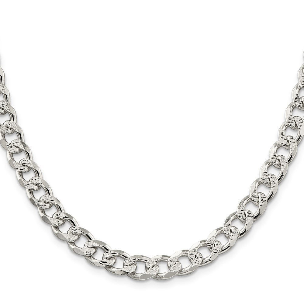 Sterling Silver 8.3mm Pav‚ Curb Chain 24 Inches