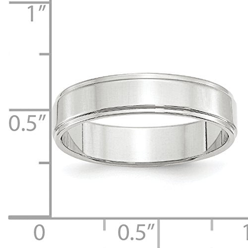 10k White Gold 5mm Flat with Step Edge Wedding Band Size 7