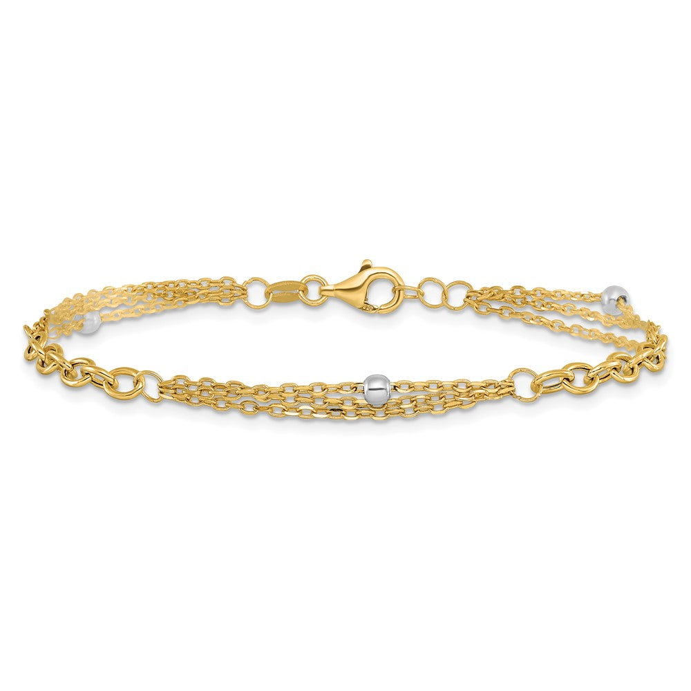 14K w/White Rhodium Fancy Link w/.25in ext. Bracelet 7.75  inches