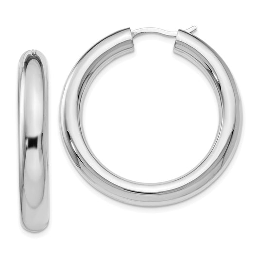 Sterling Silver Rhodium-plated 5mm Tube Earrings
