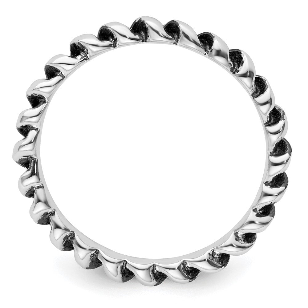 Sterling Silver Stackable Expressions Antiqued Ring Size -9