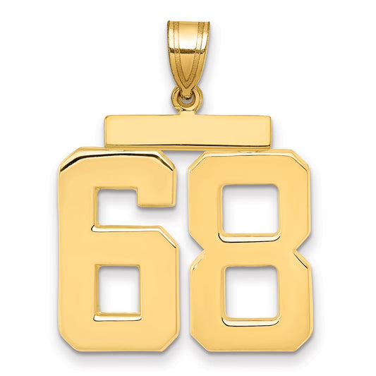 14k Large Polished Number 68 Charm