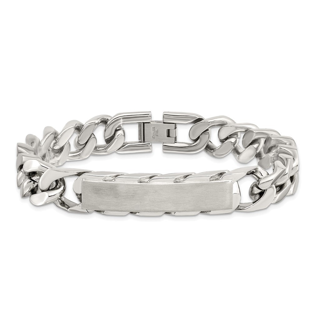 Stainless Steel Brushed and Polished 8.5in ID Bracelet 8.5 inches