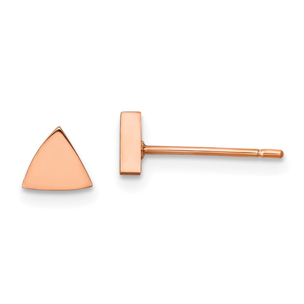 Stainless Steel Polished Rose IP-plated Triangle Post Earrings