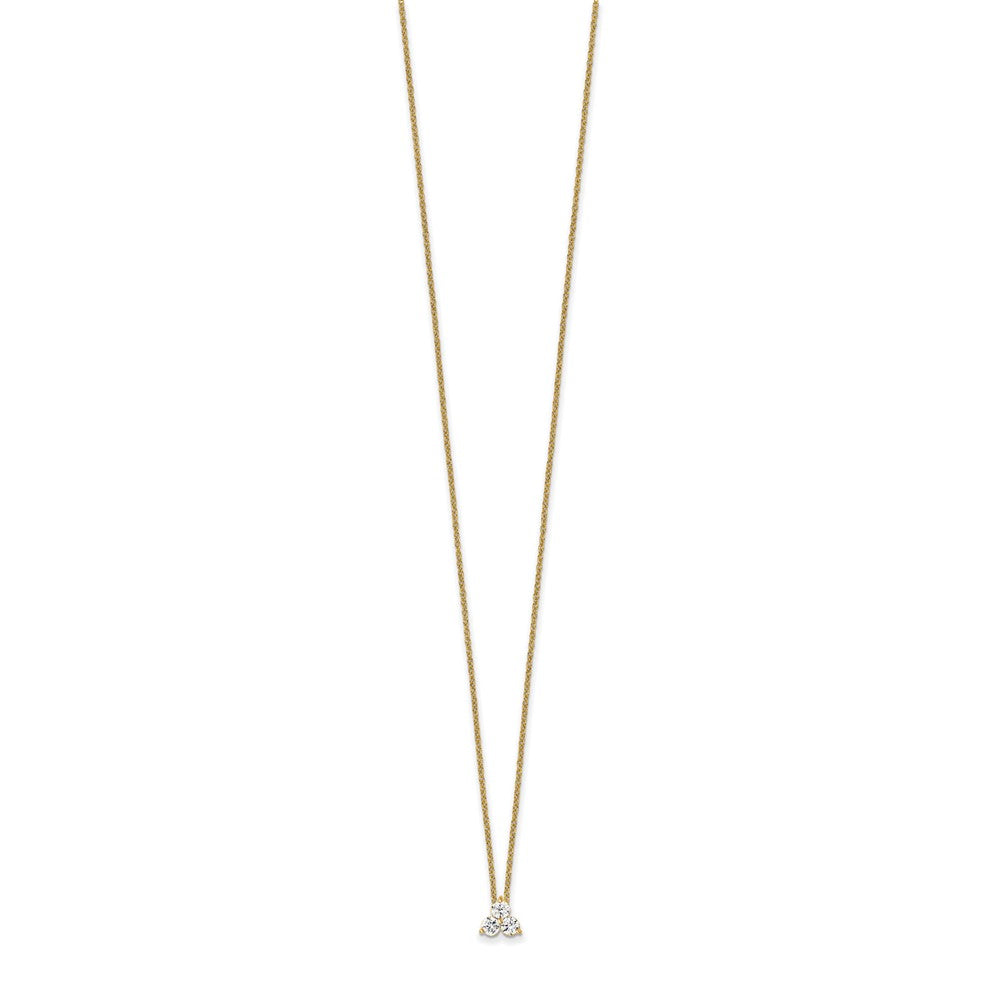 True Origin 14K 3/4 carat Lab Grown Diamond VS  D E F Three Stone 18 inch Necklace