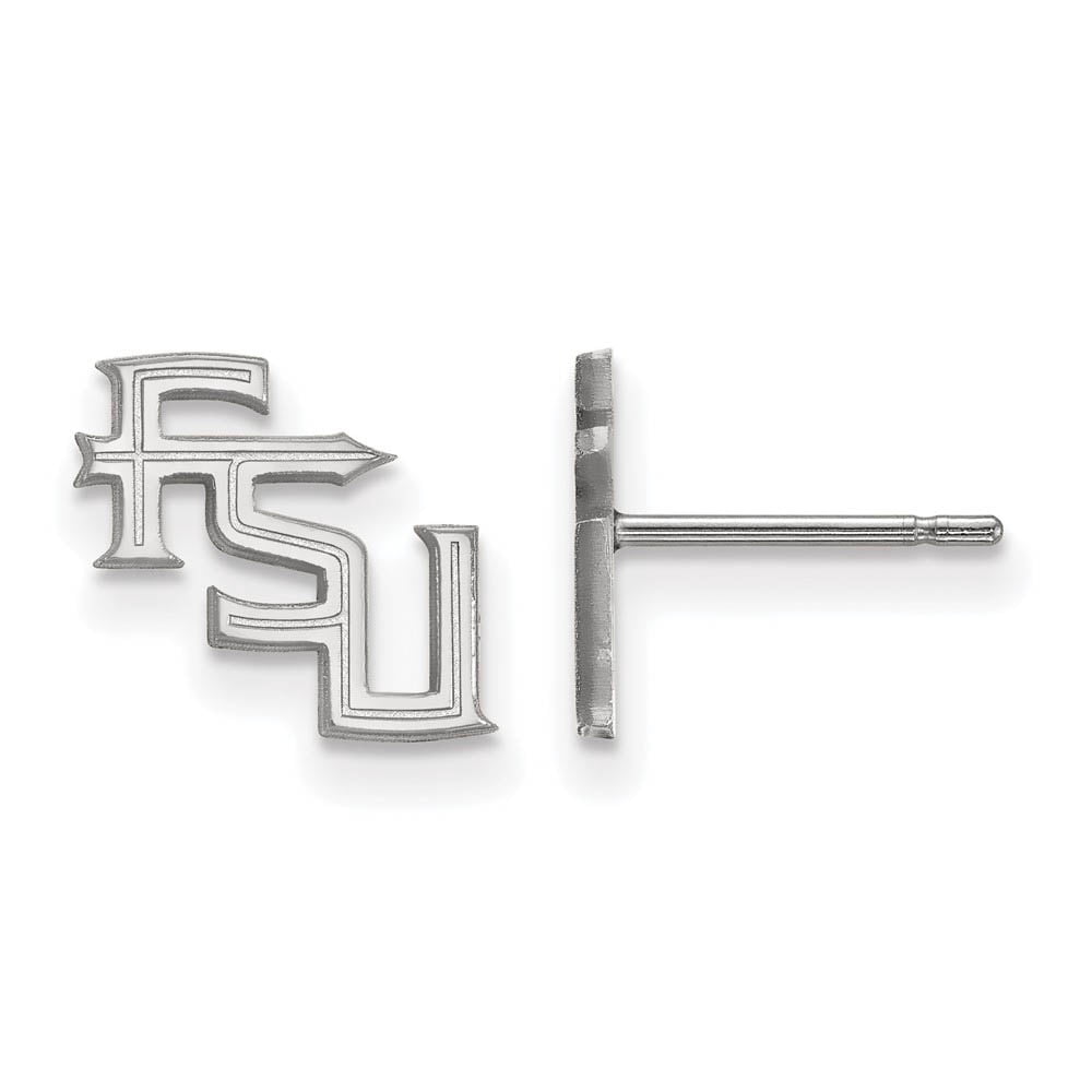 Sterling Silver Rhodium-plated LogoArt Florida State University F-S-U Extra Small Post Earrings Q-SS064FSU