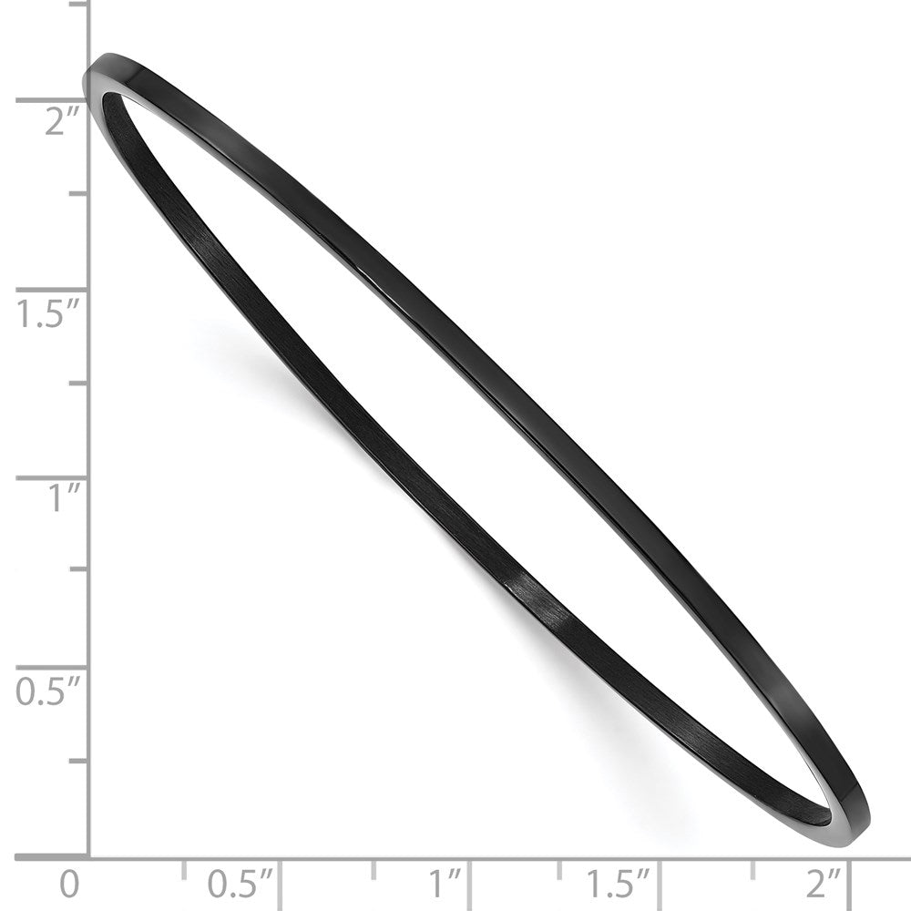 Stainless Steel Polished Black IP-plated 2mm Bangle 8 inches