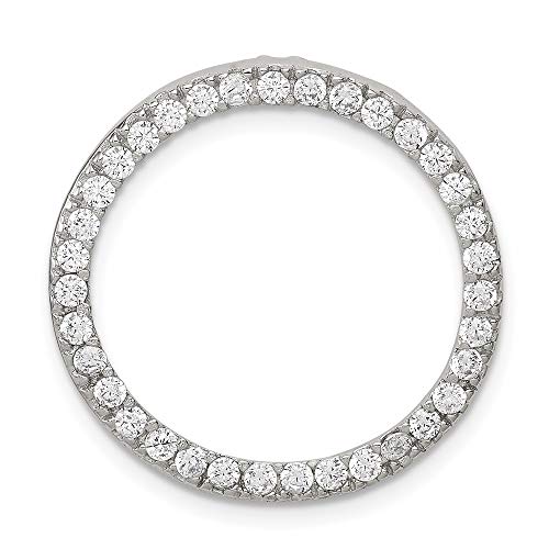 Sterling Silver Rhodium-plated CZ Round Pendant
