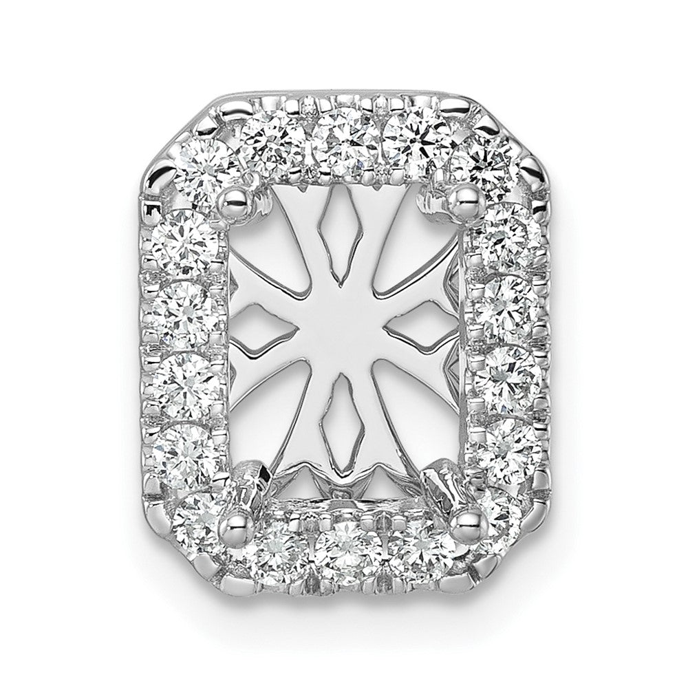 14k White Gold 1/2 carat Lab Grown Diamond VS/SI+ G+ Semi Mount Halo Chain Slide Pendant