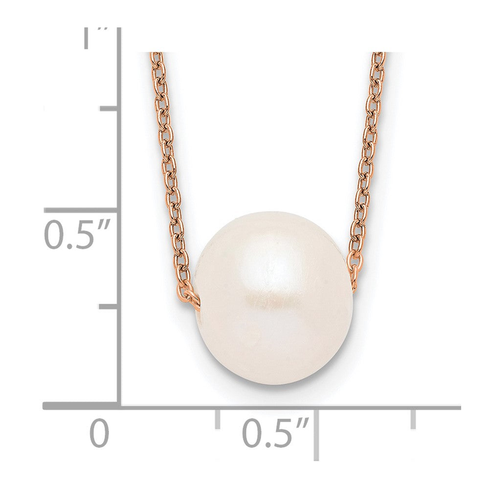 Sterling Silver Rose-tone 10-11mm White Near-Round Freshwater Cultured Pearl 17 inch Necklace 17 Inches