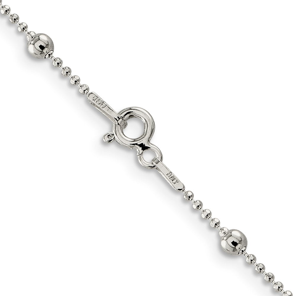 Sterling Silver 1.15mm Diamond-cut Fancy Beaded Chain 16 Inches