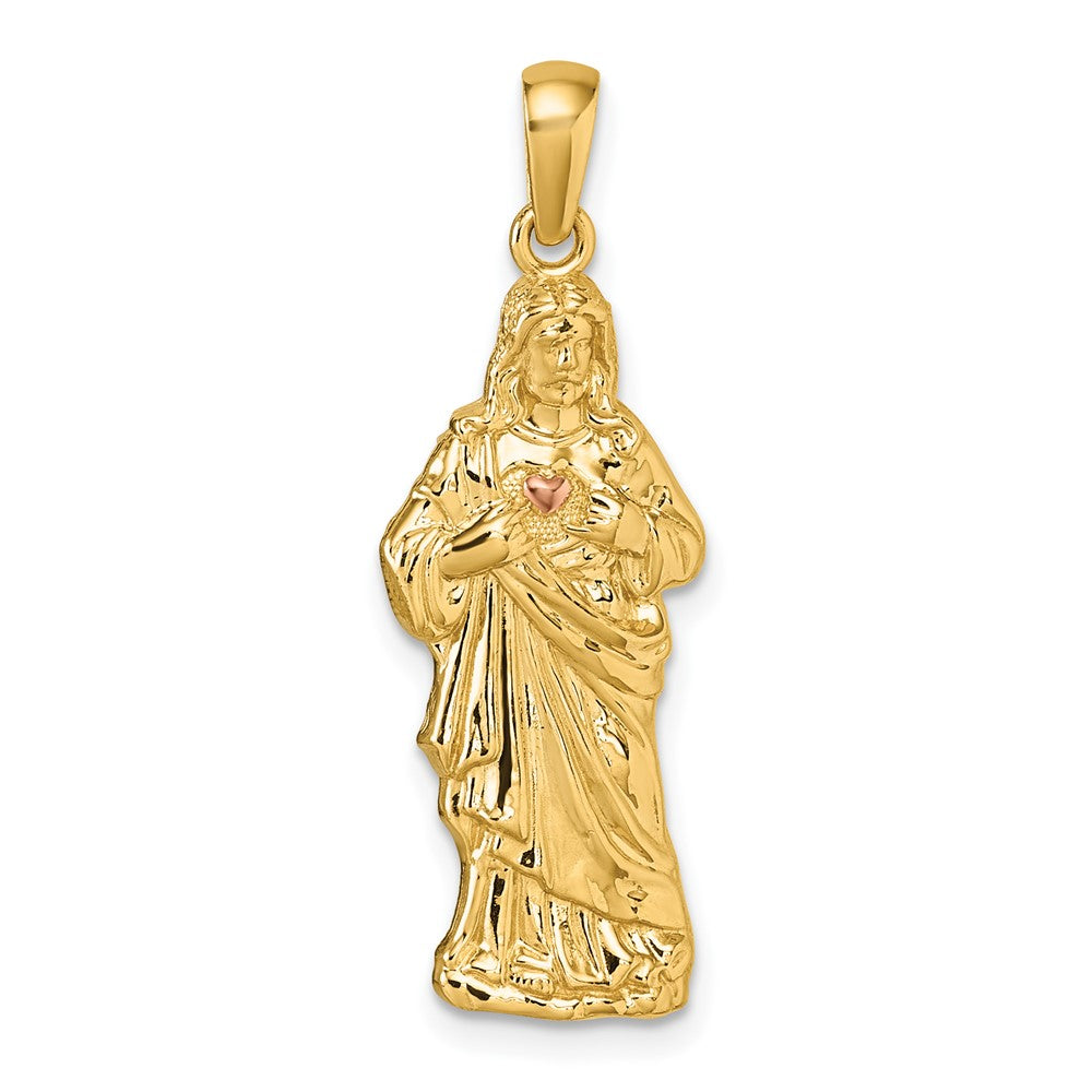 14k with Rose-tone Polished Sacred Heart of Jesus Pendant