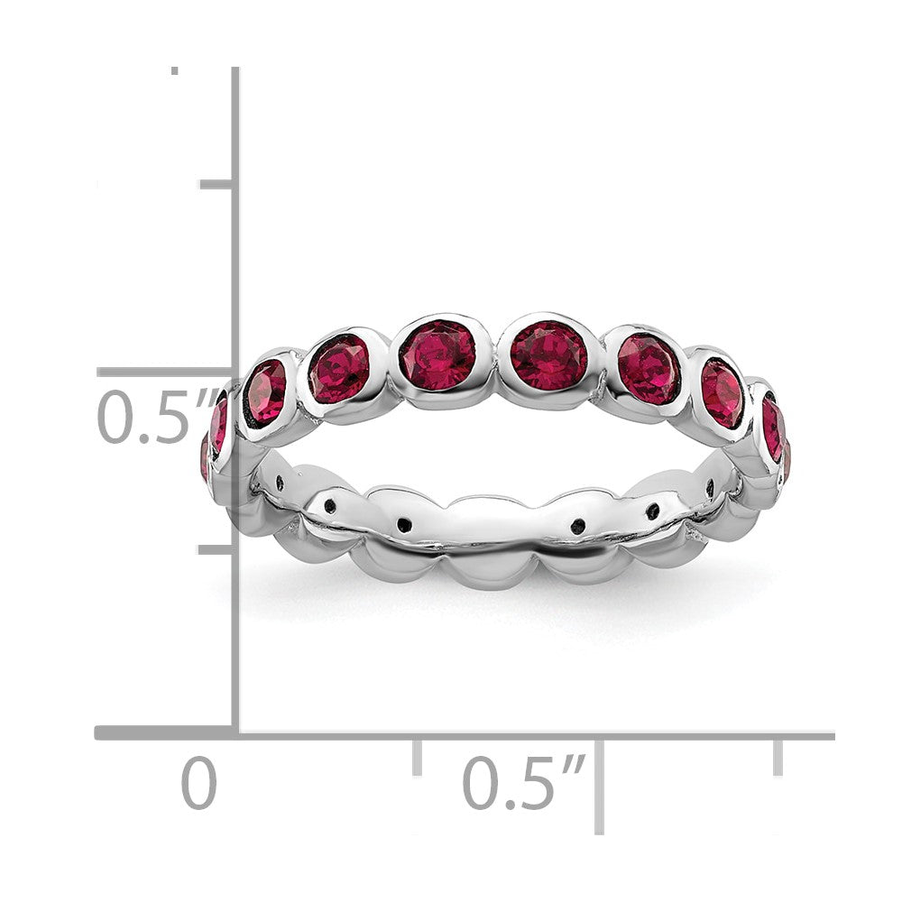 Sterling Silver Stackable Expressions July Crystal Ring Size -5