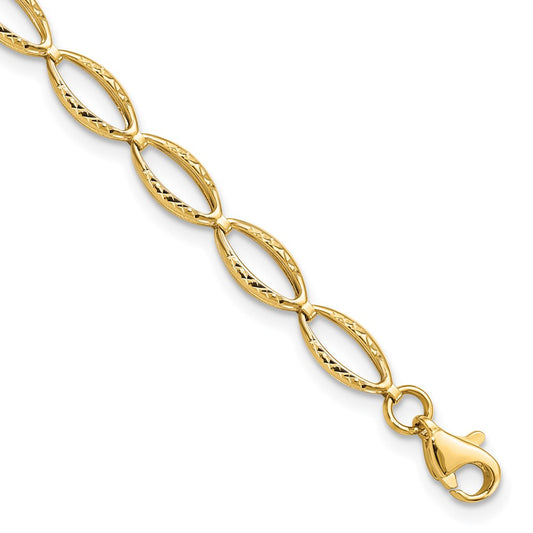 14K Polished and D/C Bracelet 7  inches