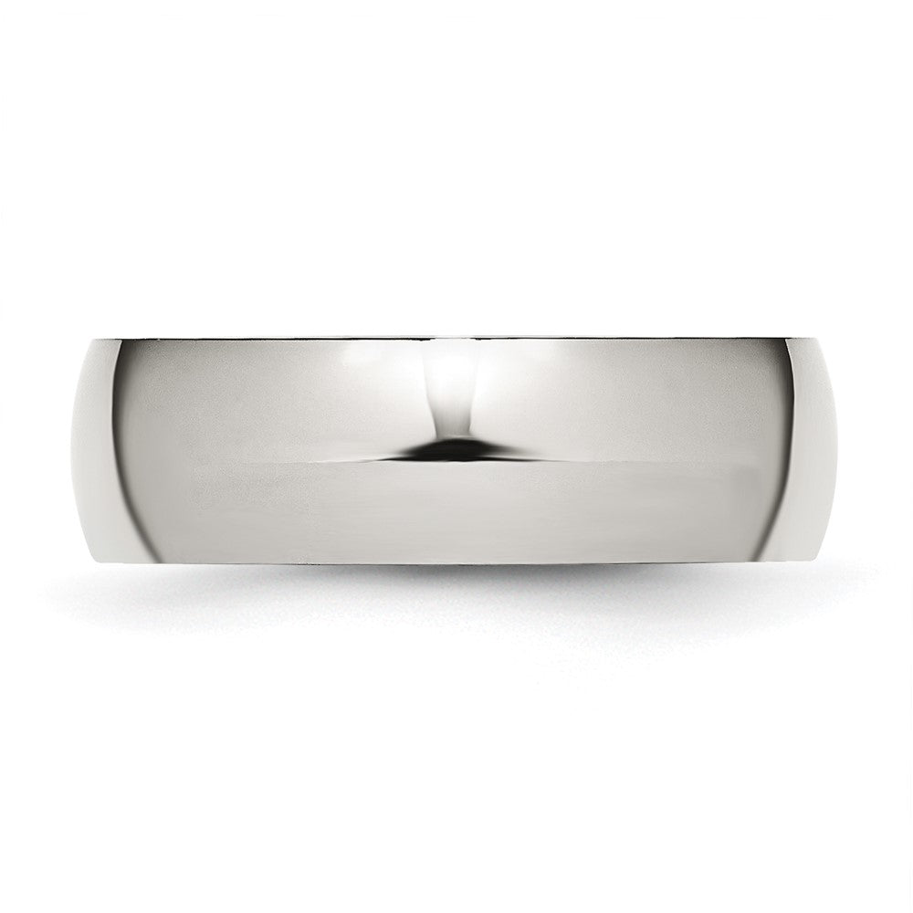 Stainless Steel Polished 7mm Half Round Band Size - 8