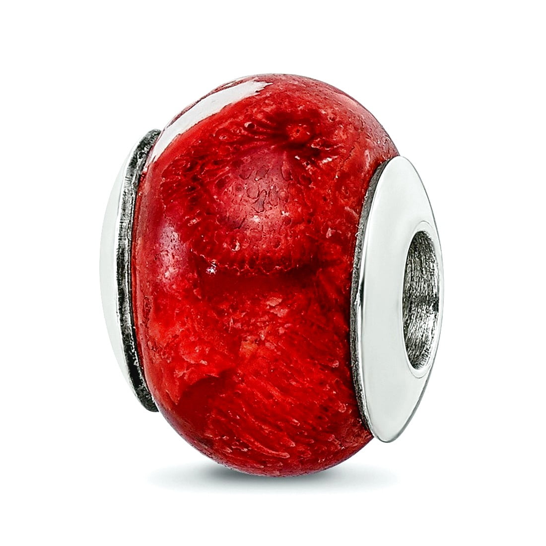 Sterling Silver Reflections Bamboo Coral Stone Bead