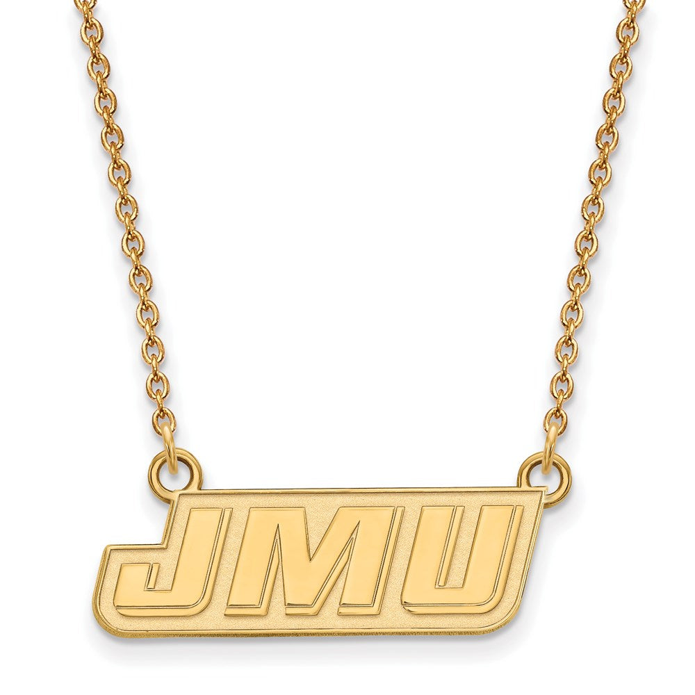 Sterling Silver Gold-plated LogoArt James Madison University J-M-U Small Pendant 18 inch Necklace QGP024JMU-18