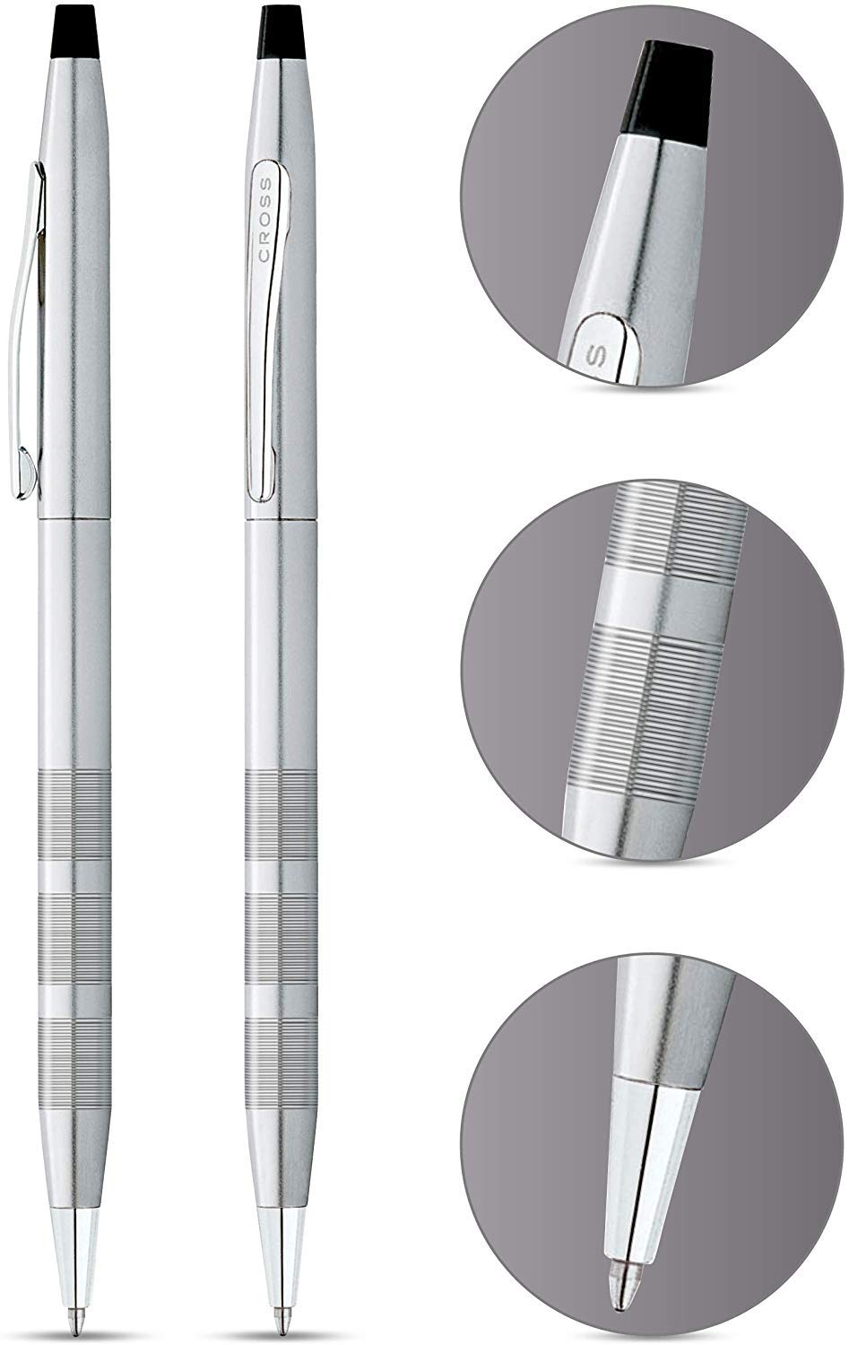 Cross Classic Century Refillable Ballpoint Pen, Medium Ballpen, Includes Premium Gift Box - Satin Chrome