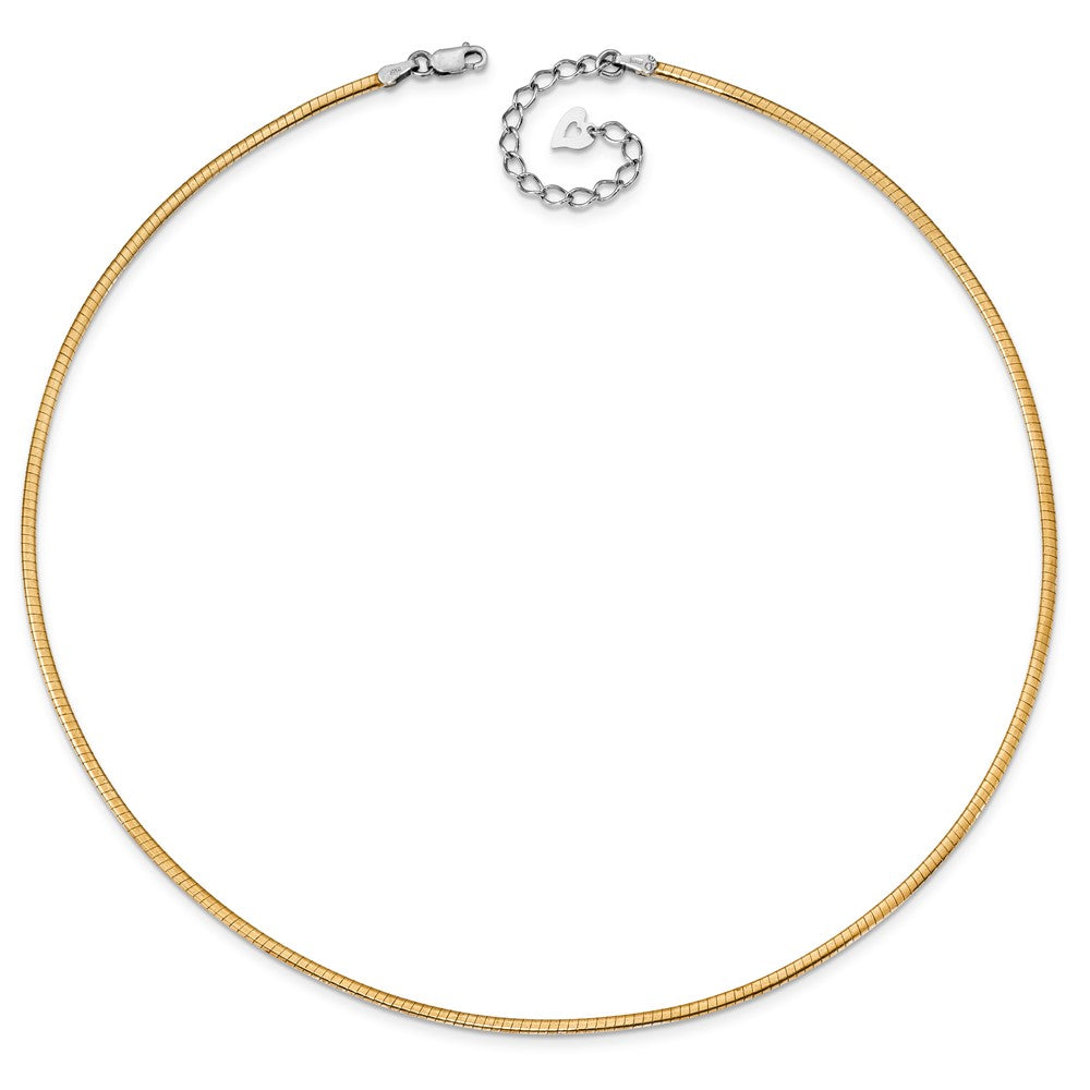 Sterling Silver Gold-pltd 2mm Reversible w/2in ext Cubetto Chain 16 Inches