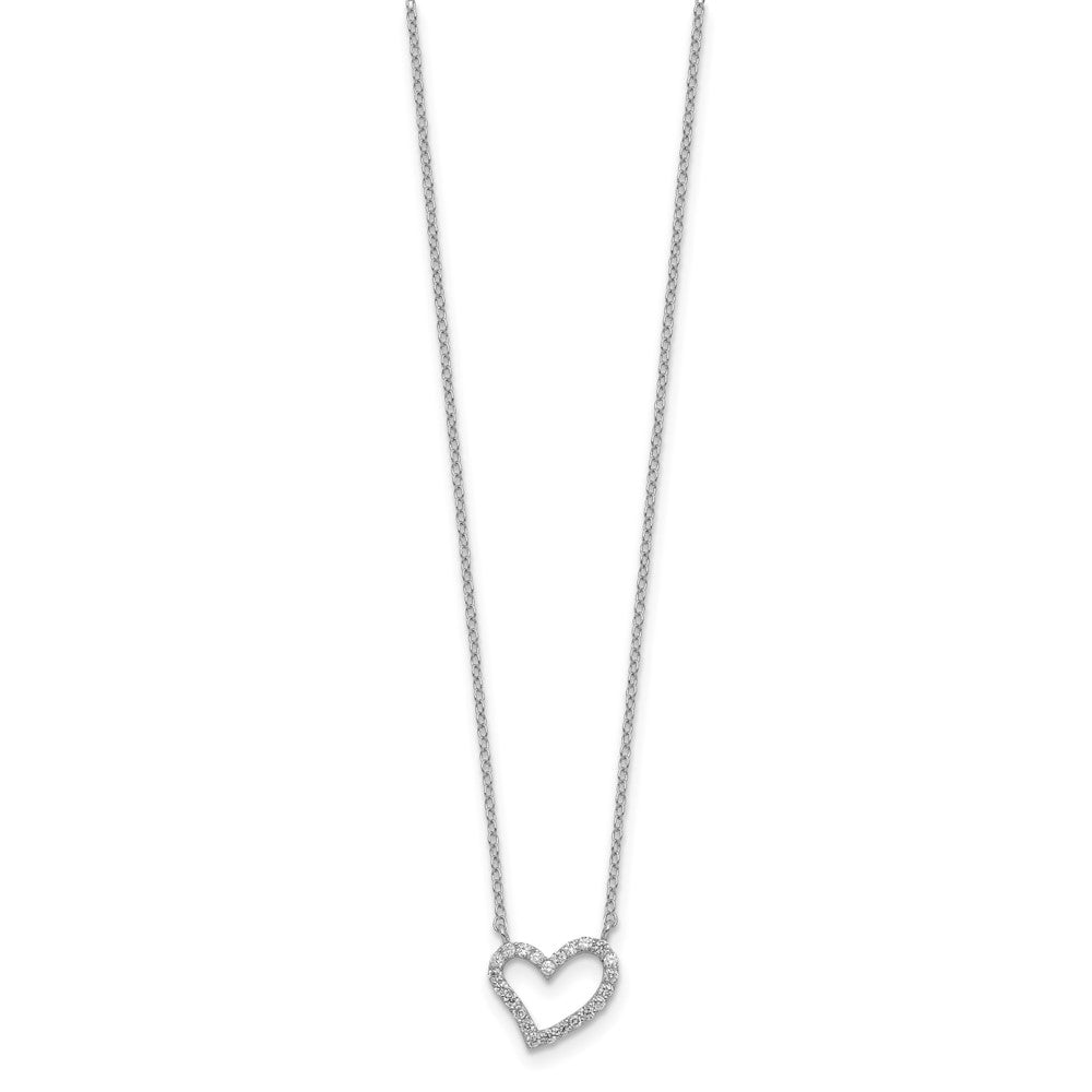 Sterling Silver Rhodium-plated CZ Open Heart 18 inch Necklace 18 Inches