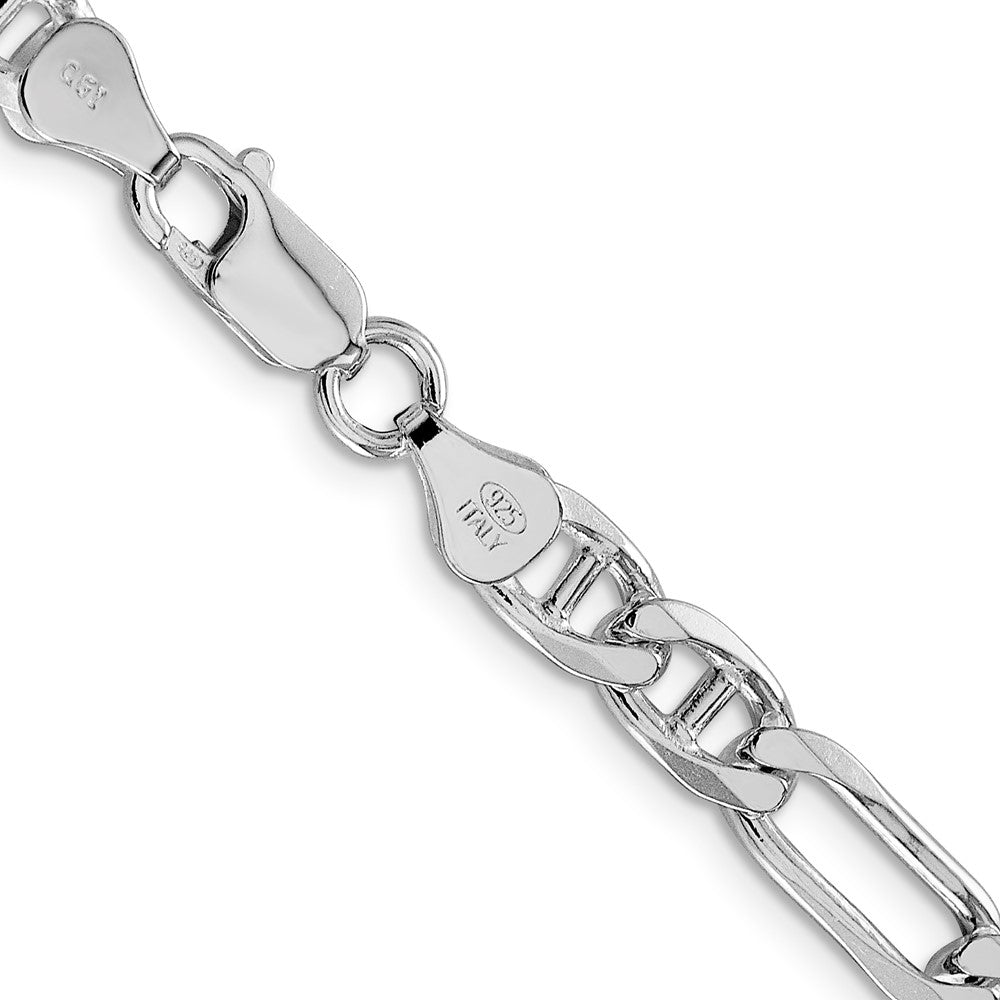 Sterling Silver Rhodium-plated 6.5mm Figaro Anchor Chain 24 Inches