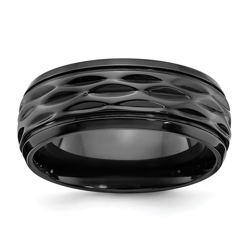Black Zirconium Polished and D/C 8mm Band Size - 9.5