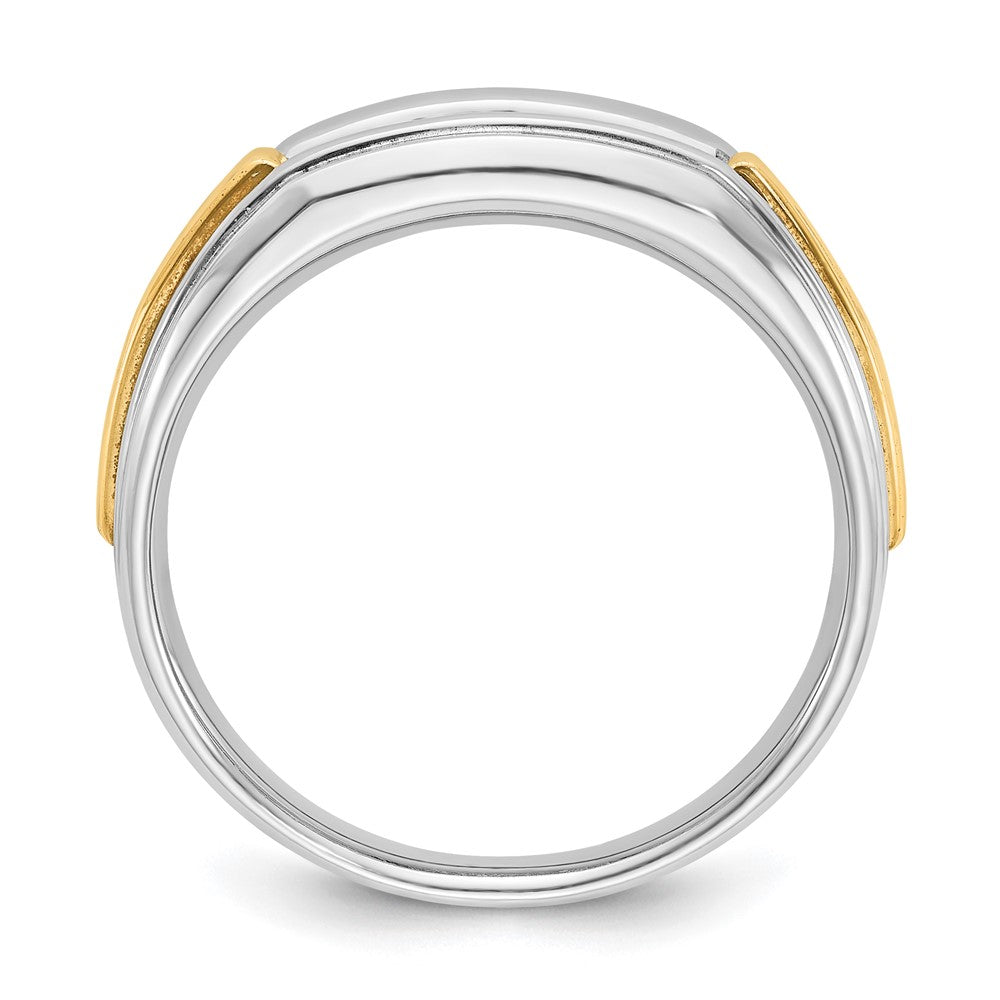 IBGoodman 14k Two-tone Men's Polished and Grooved 5-Stone Ring Mounting