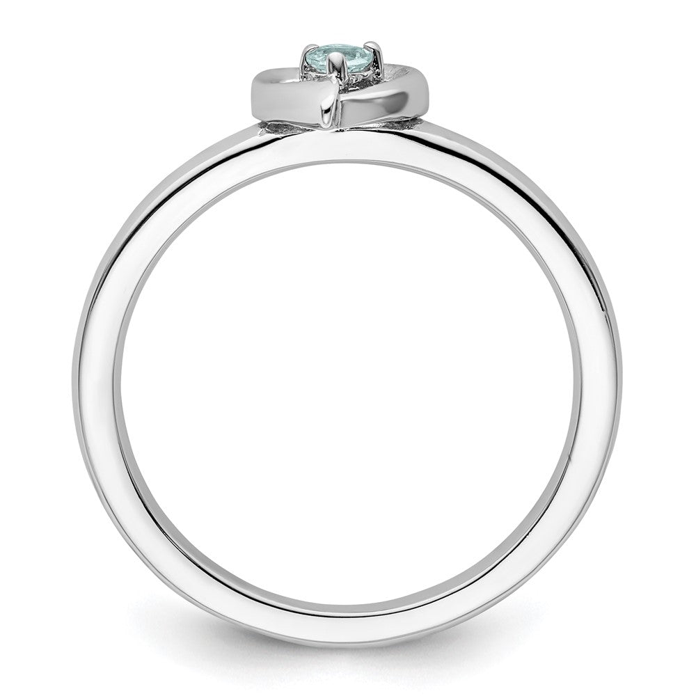 Sterling Silver Stackable Expressions Aquamarine Heart Ring Size -9