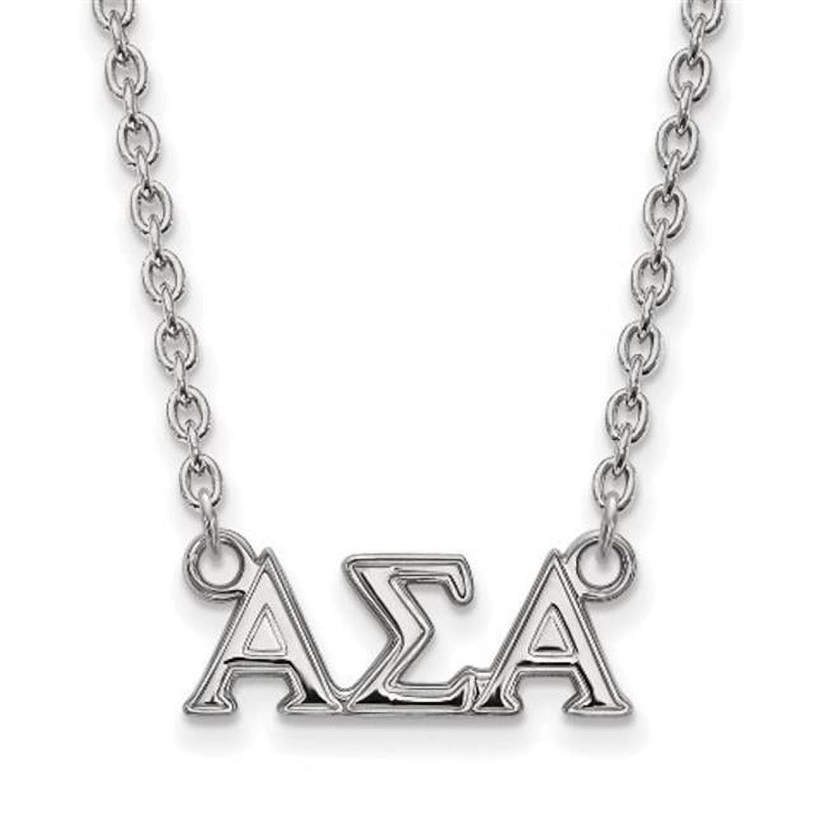 Sterling Silver 18in Official Licensed Greek Sororities Alpha Sigma Alpha (???) Medium Pendant w/ Necklace