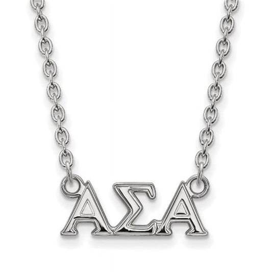 Sterling Silver 18in Official Licensed Greek Sororities Alpha Sigma Alpha (???) Medium Pendant w/ Necklace
