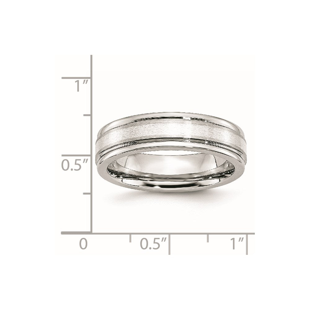 Cobalt Sterling Silver Inlay Satin and Polished 6mm Band Size - 8