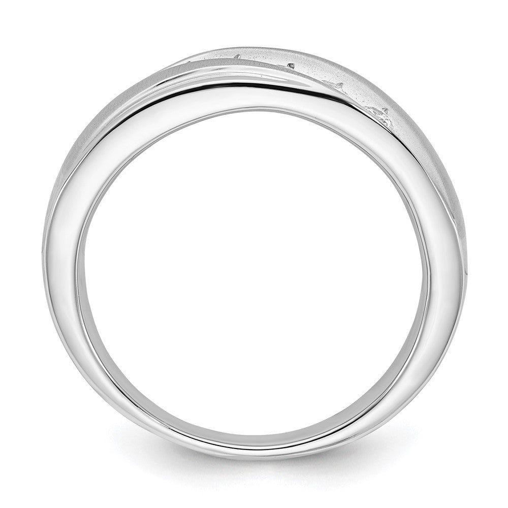 10K White Gold Polished & Satin Diamond Men's Ring
