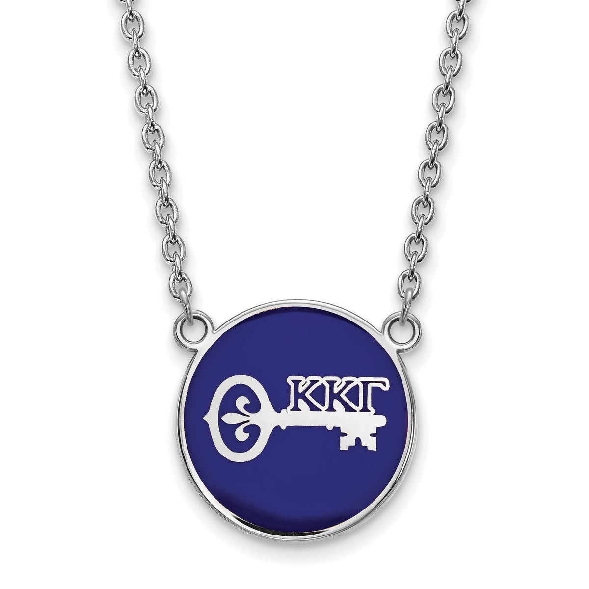 Sterling Silver 18in Official Licensed Greek Sororities Kappa Kappa Gamma (???) Small Enamel Pendant w/Necklace