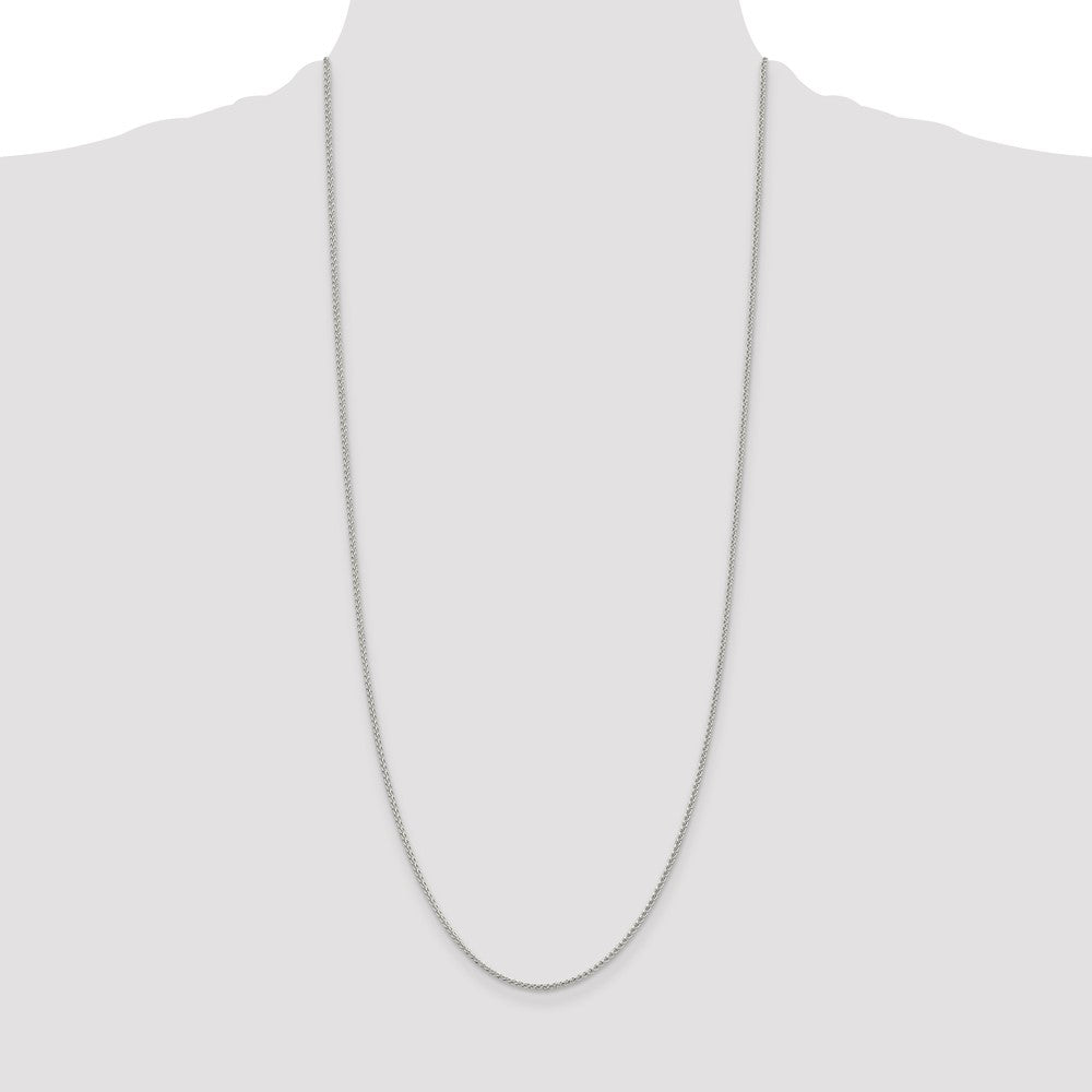 Sterling Silver Rhodium-plated 1.5mm Round Spiga Chain 30 Inches