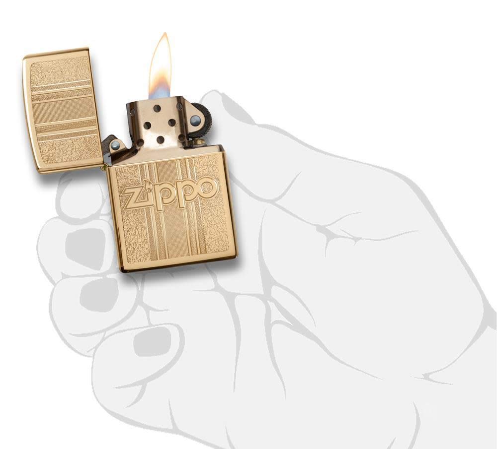 Zippo and Pattern Design High Polish Brass Pocket Lighter