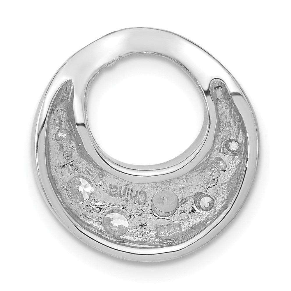 Sterling Silver Rhodium-plated CZ Circle Pendant Slide