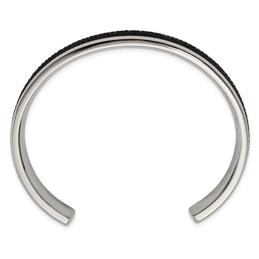Stainless Steel Polished Genuine Stingray Bangle 7.25 inches