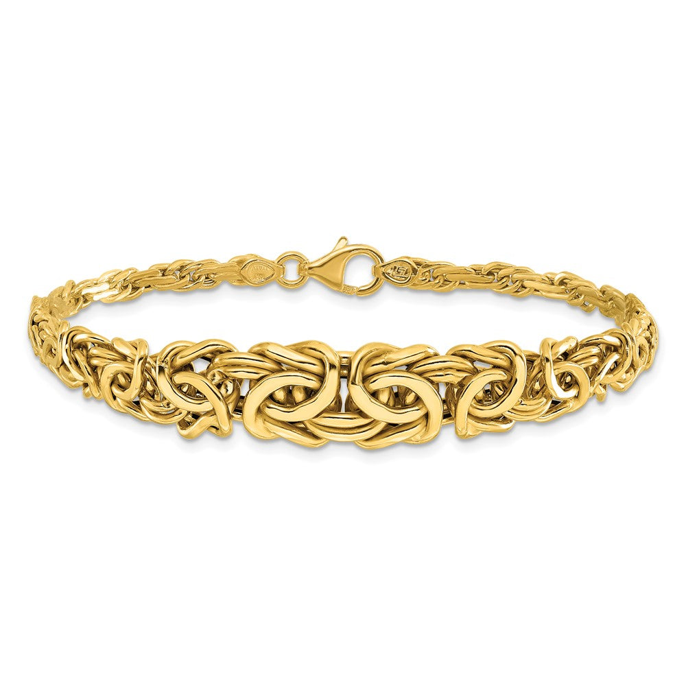 14K Polished Byzantine Graduated Bracelet 7.5  inches