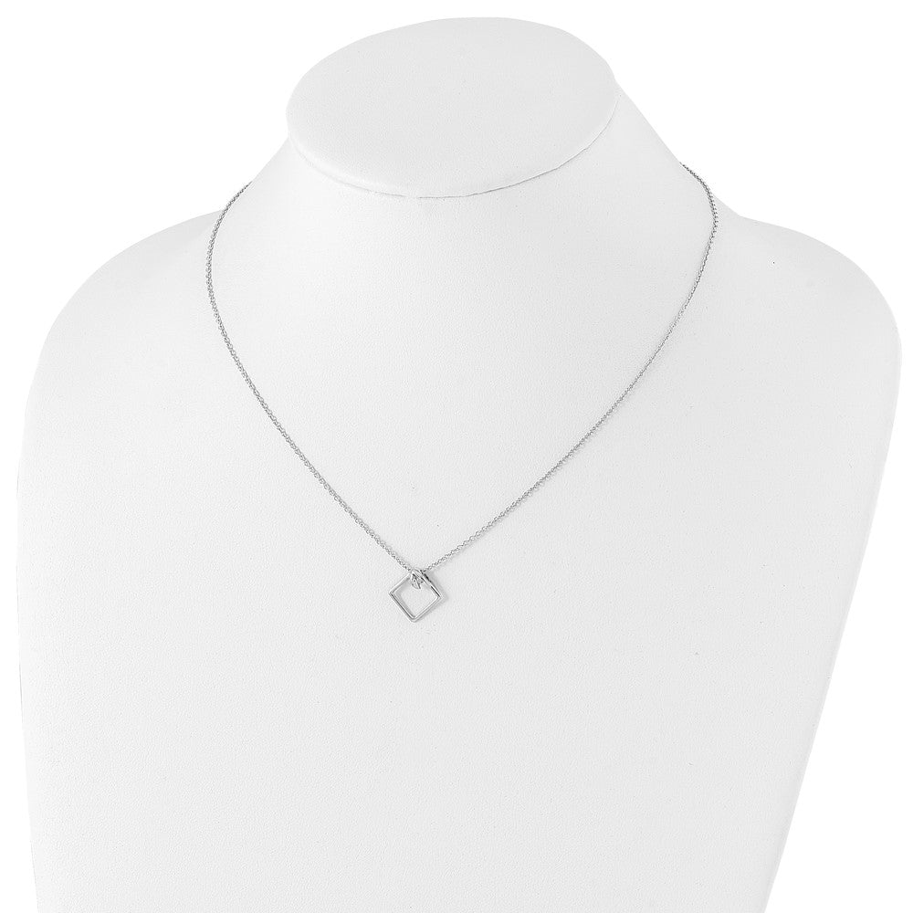 White Ice Sterling Silver Rhodium-plated 18 Inch Open Diamond-shaped Diamond Necklace with 2 Inch Extender 18 Inches