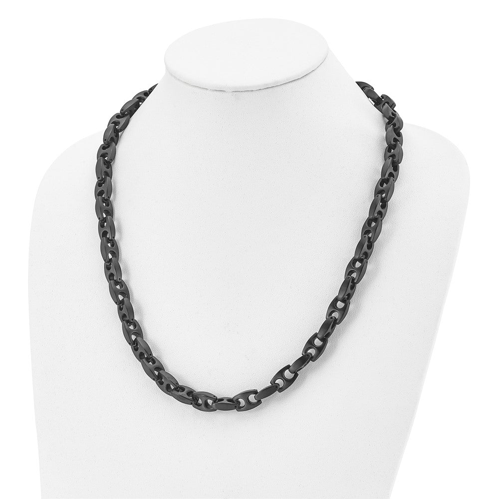 Stainless Steel Brushed Black IP-plated 24in Link Necklace