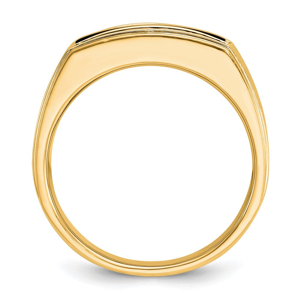 IBGoodman 10k Men's Polished and Satin Onyx and 1/6 Carat A Quality Diamond Ring