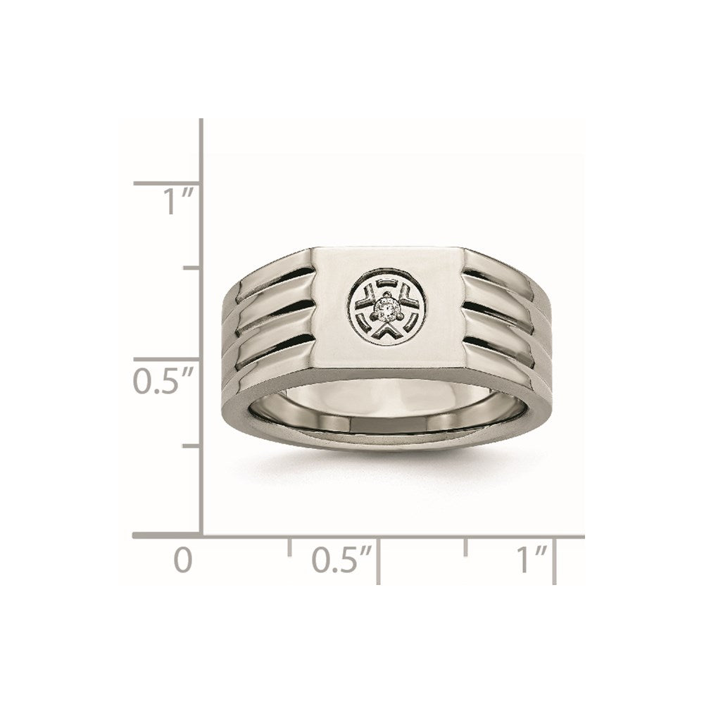 Stainless Steel Polished with CZ Ring Size - 11