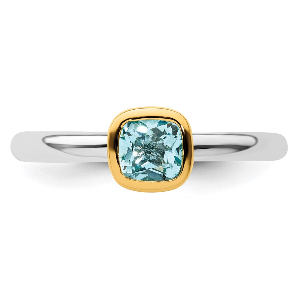 Sterling Silver Stackable Expressions w/Gold-plated Blue Topaz Ring Size -6